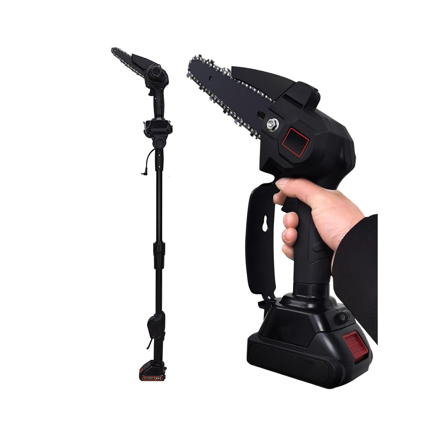Tronçonneuse Sur Perche Télescopique 2-en-1 - Mini Tronçonneuse Sans Fil 6 Pouces, Batterie 4000mAh, Compatible Makita